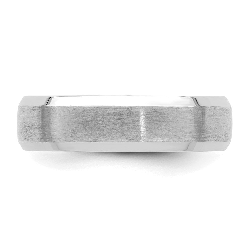 14k White Gold Heavy Comfort Fit Brush Satin Fancy Band