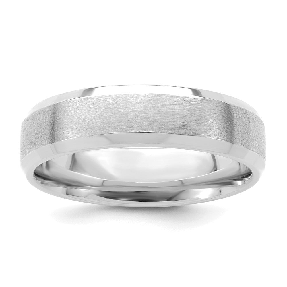 14k White Gold Heavy Comfort Fit Brush Satin Fancy Band