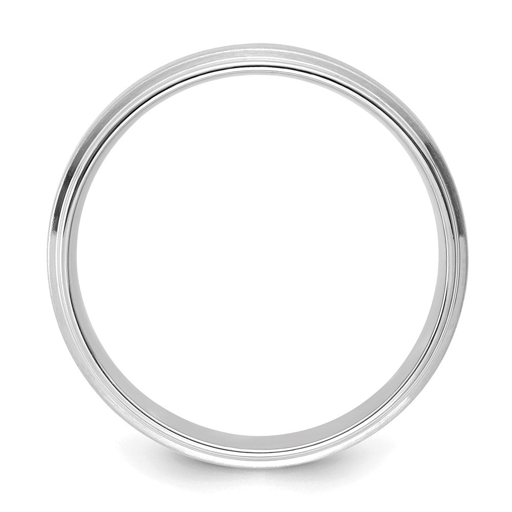 14k White Gold Heavy Comfort Fit Brush Satin Fancy Band