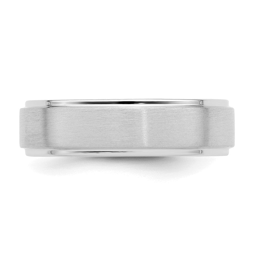 14k White Gold Light Comfort Fit Brush Satin Fancy Band