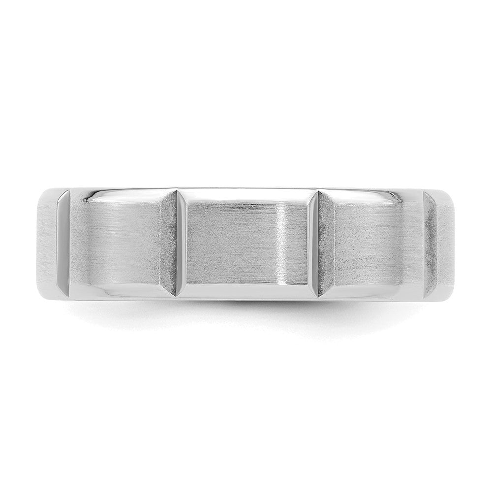 14k White Gold Standard Comfort Fit Brush Satin Fancy Band