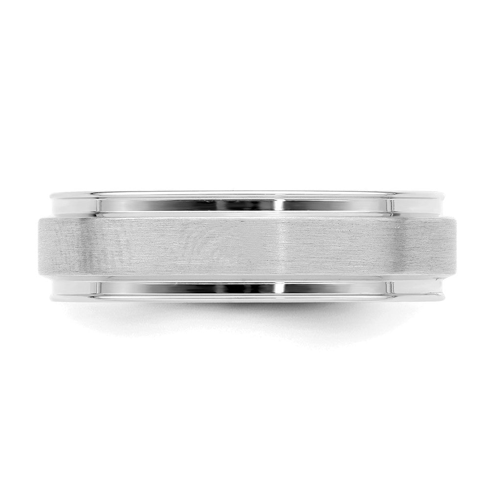 14k White Gold Standard Comfort Fit Brush Satin Fancy Band