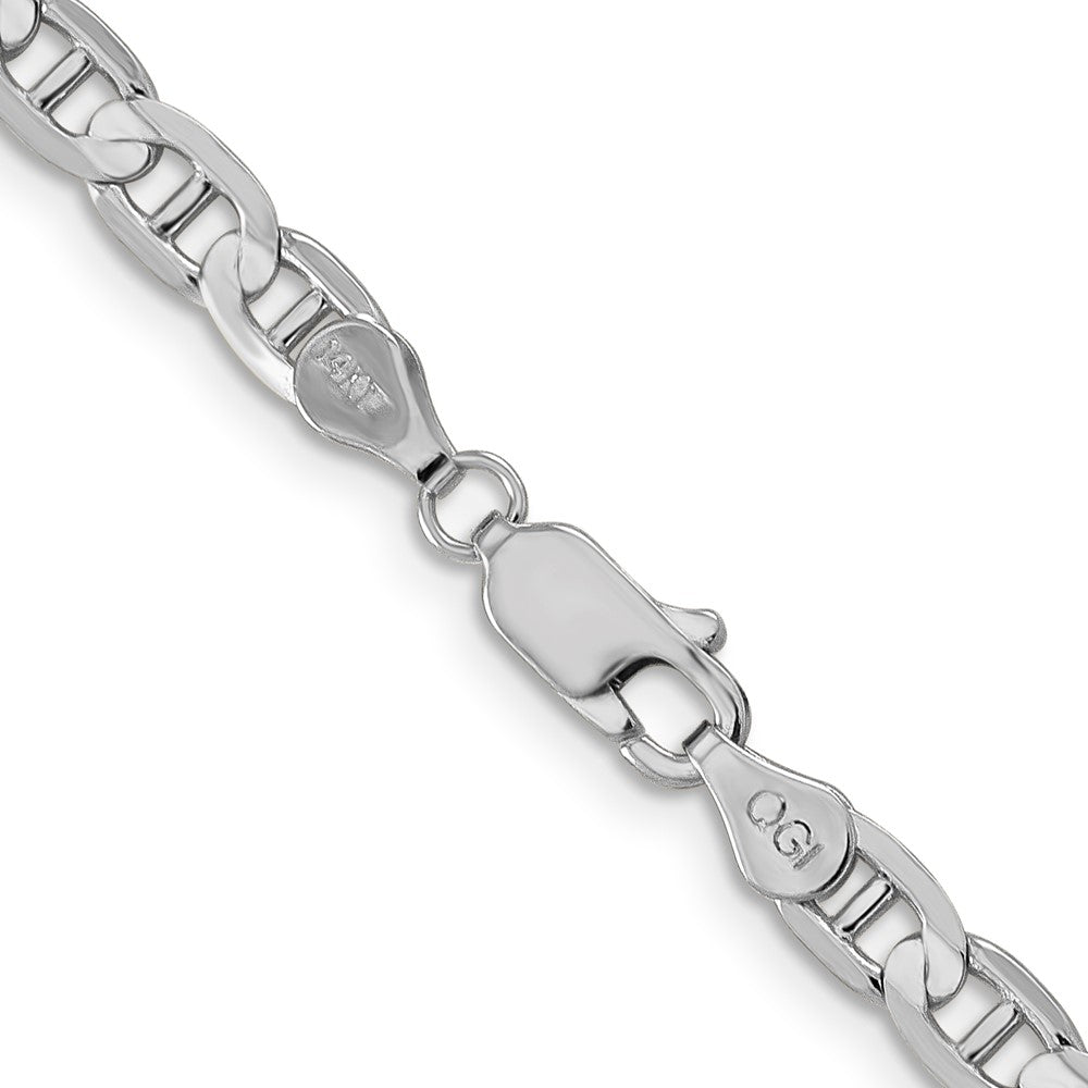 14k White Gold 4.5mm Concave Anchor Chain