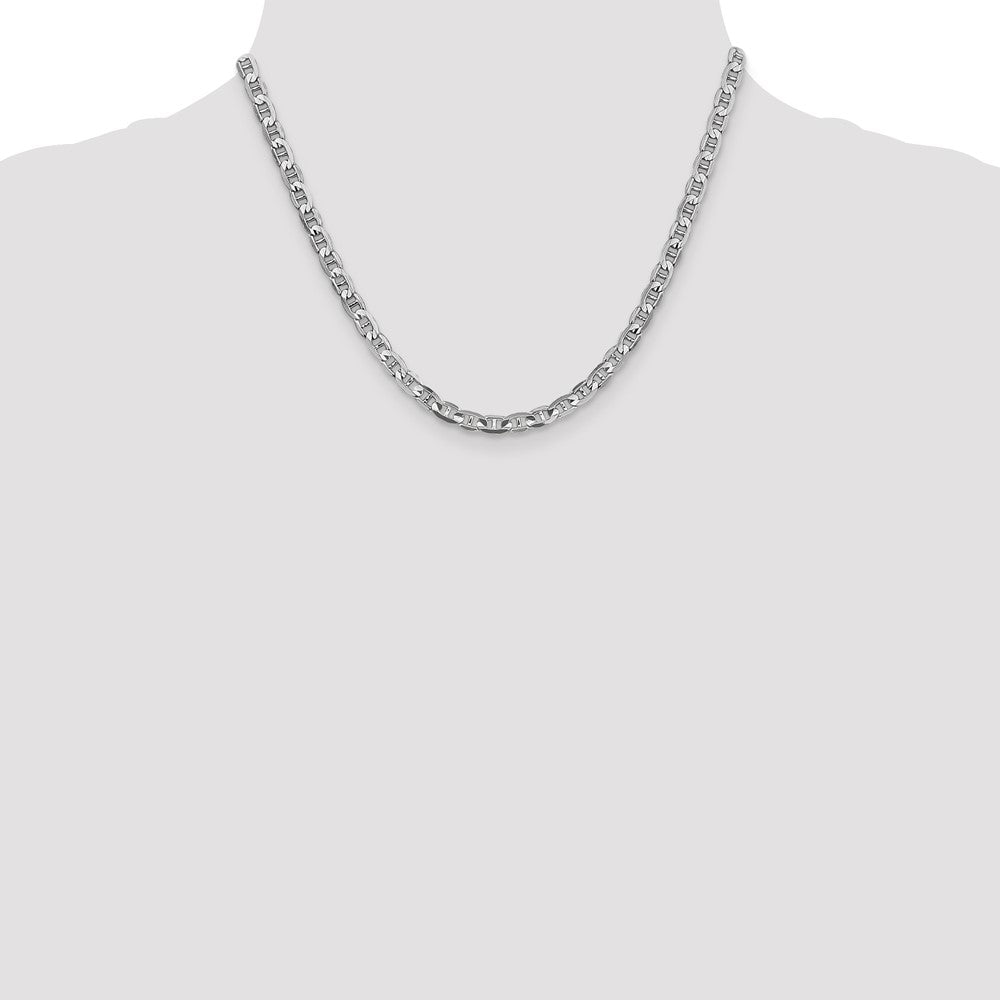 14k White Gold 4.5mm Concave Anchor Chain