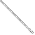 14k White Gold 3mm Solid Double Link Charm Bracelet