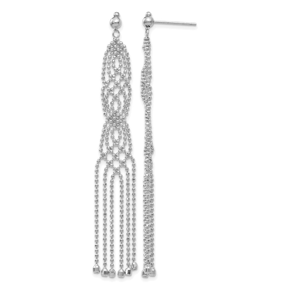 14K White Gold Bead Chain Earrings