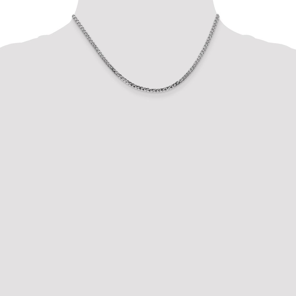 14k White Gold 2.9mm Flat Beveled Curb Chain