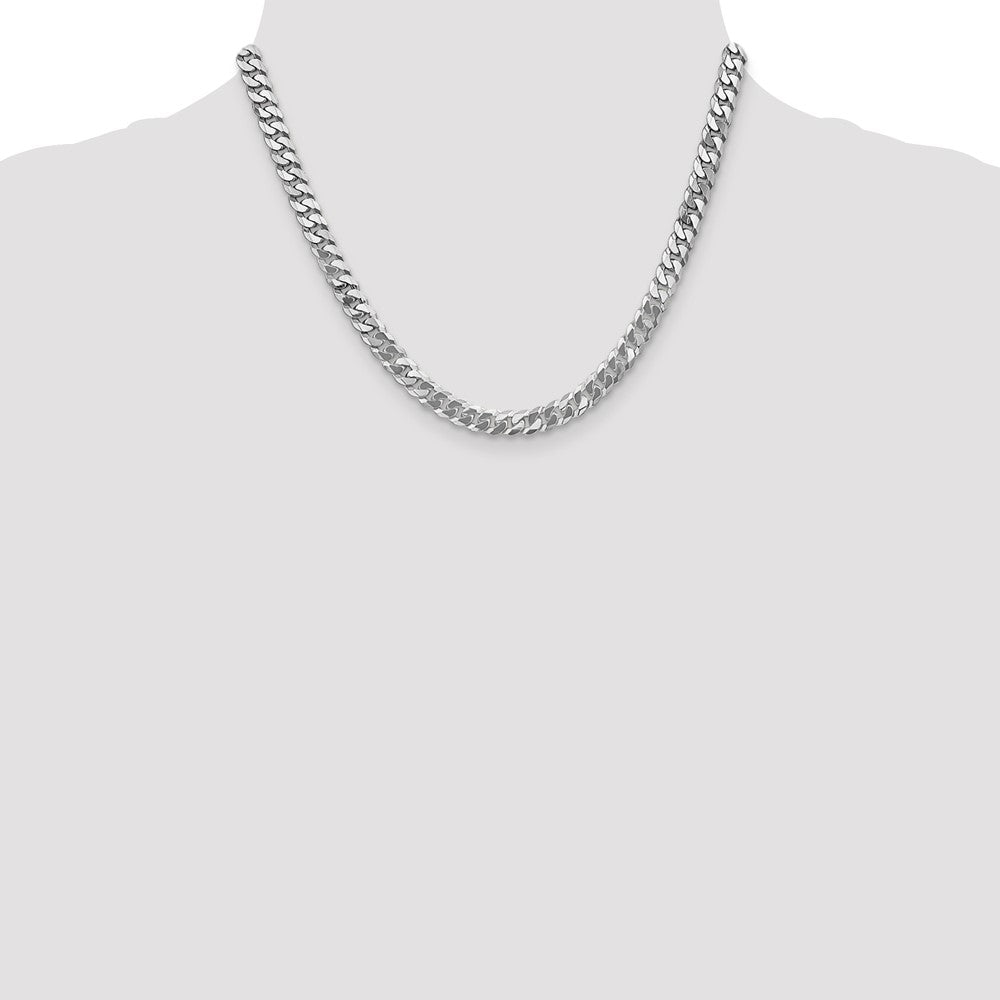 14k White Gold 6.25mm Flat Beveled Curb Chain