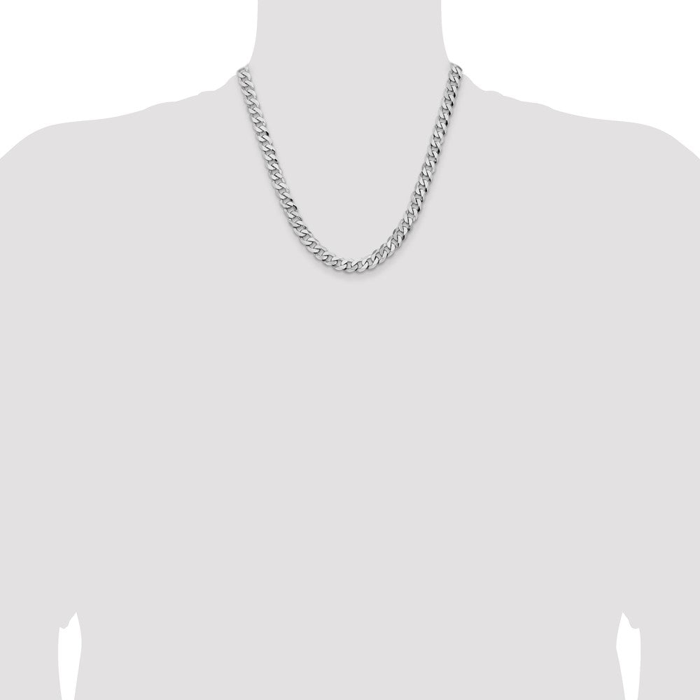 14k White Gold 8mm Flat Beveled Curb Chain