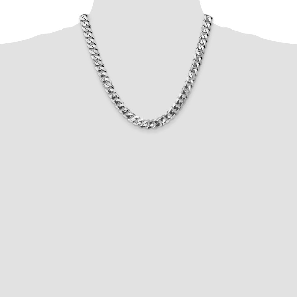 14k White Gold 9.5mm Flat Beveled Curb Chain