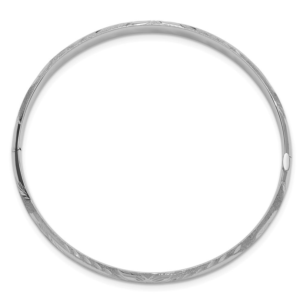 14k 3/16 White Gold Florentine Engraved Hinged Bangle