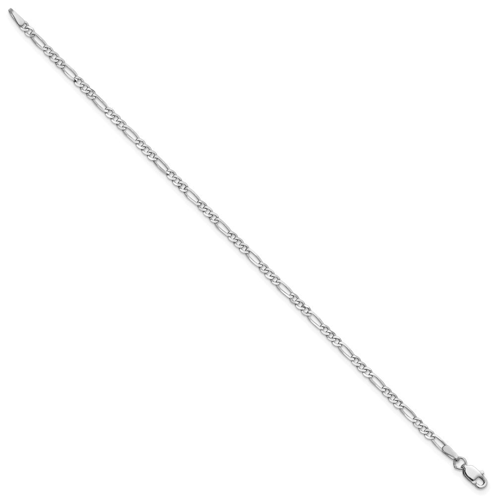 14k White Gold 2.25mm Flat Figaro Chain