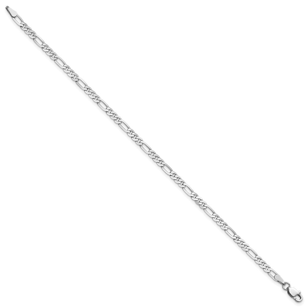 14k White Gold 3mm Flat Figaro Chain