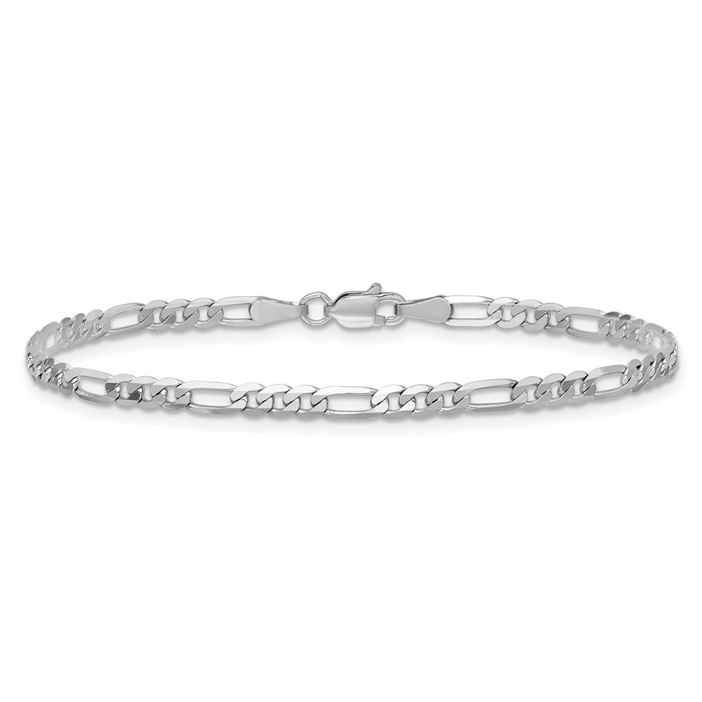 14k White Gold 3mm Flat Figaro Chain
