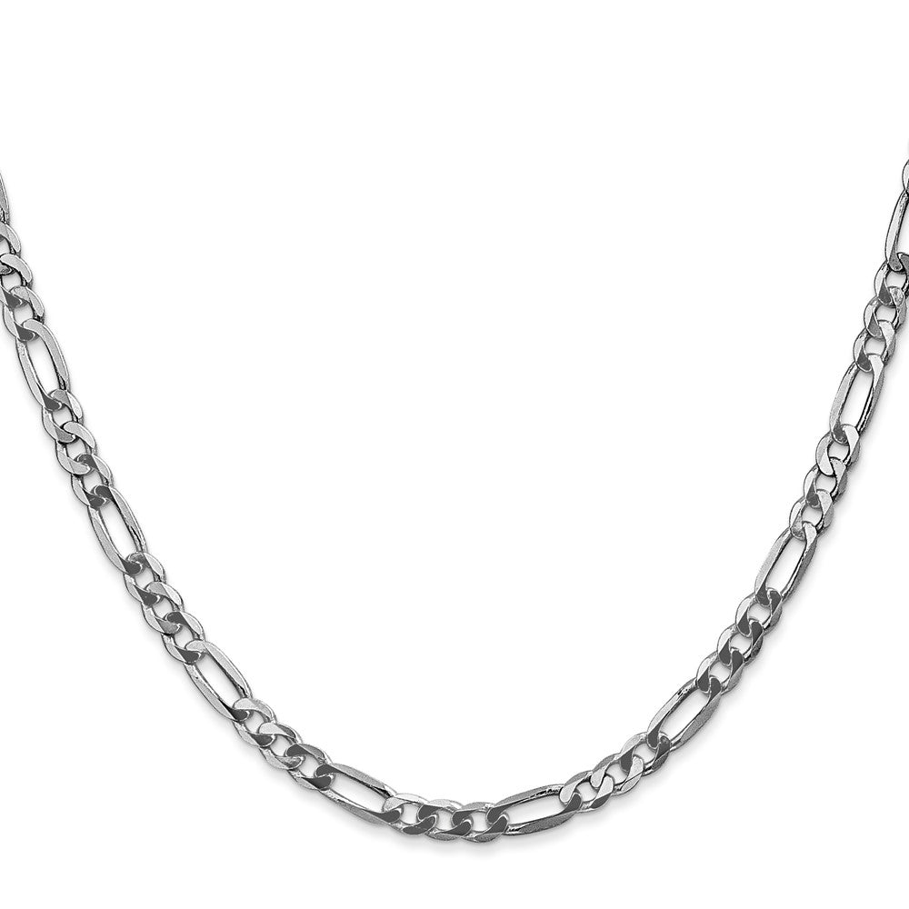 14k White Gold 4mm Flat Figaro Chain