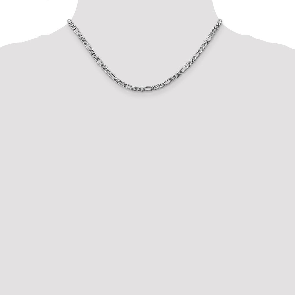 14k White Gold 4mm Flat Figaro Chain