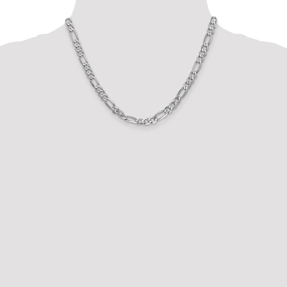 14k White Gold 6mm Flat Figaro Chain