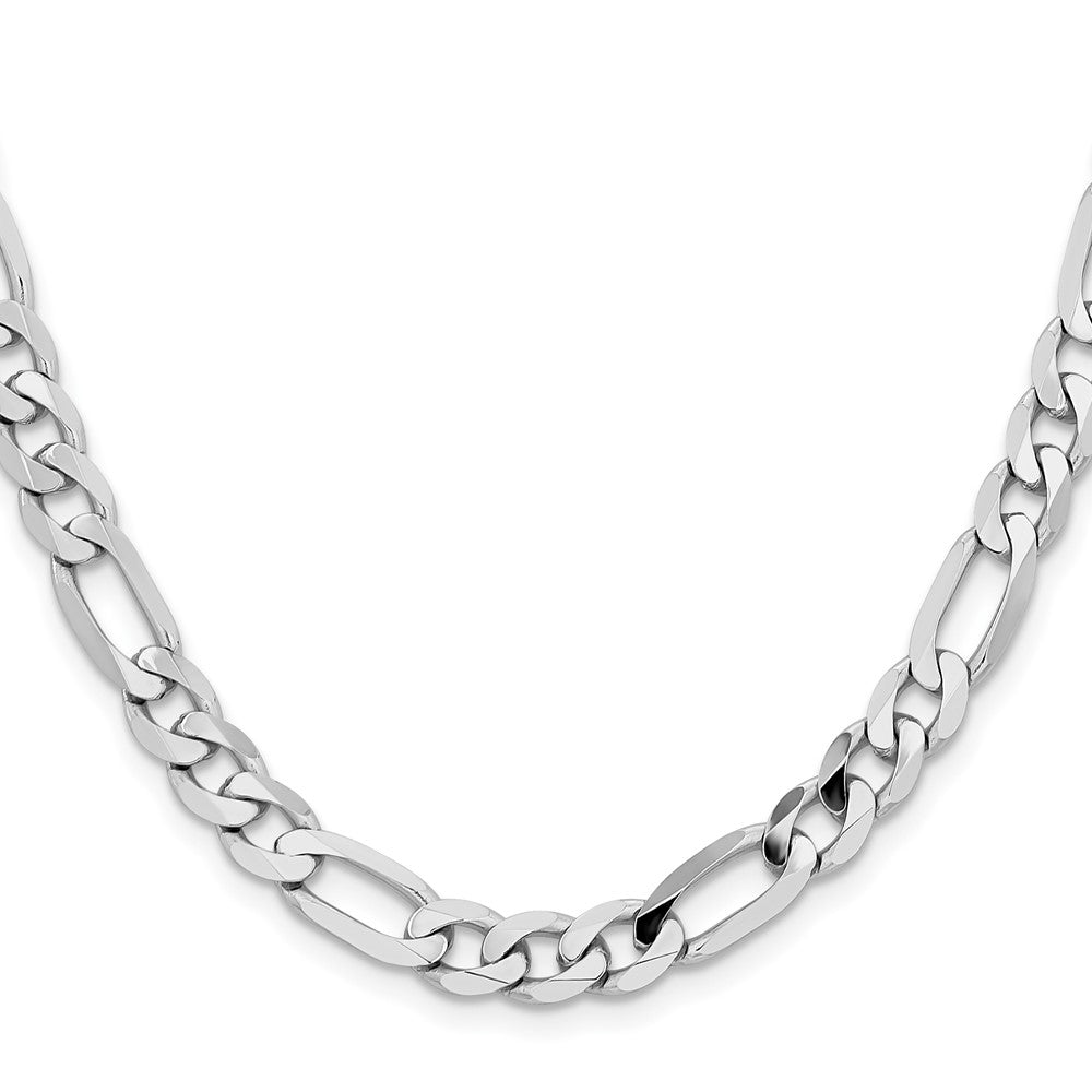 14k White Gold 7.5mm Flat Figaro Chain