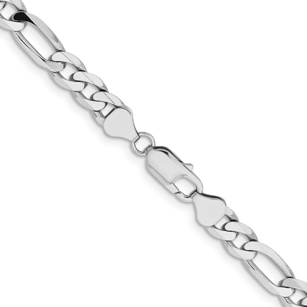 14k White Gold 7.5mm Flat Figaro Chain