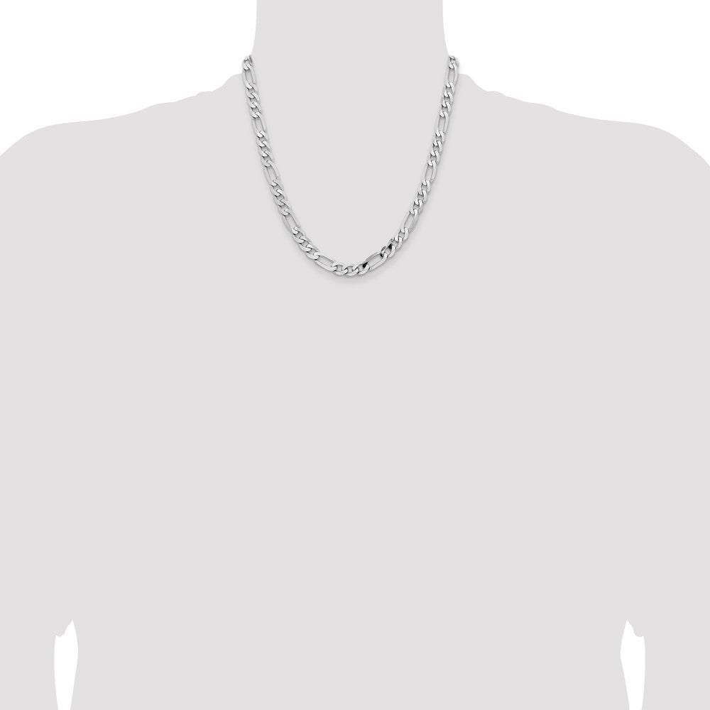 14k White Gold 7.5mm Flat Figaro Chain