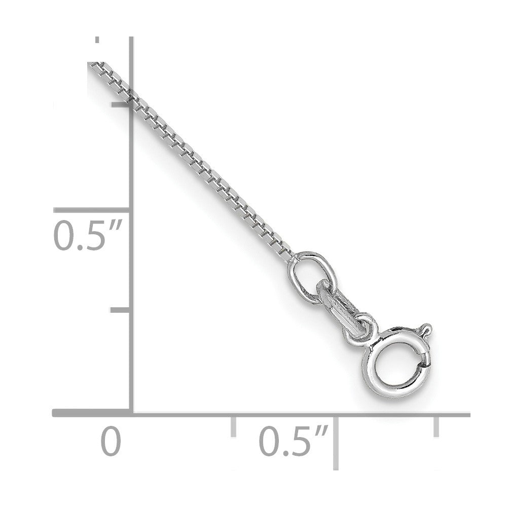 14k White Gold .7mm Box with Spring Ring Clasp Chain
