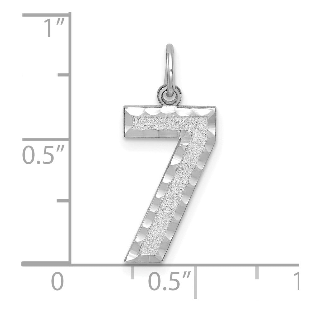 14kw Large Brushed Diamond-cut Number 7 Charm