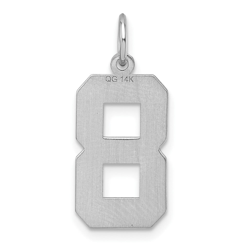 14kw Large Brushed Diamond-cut Number 8 Charm