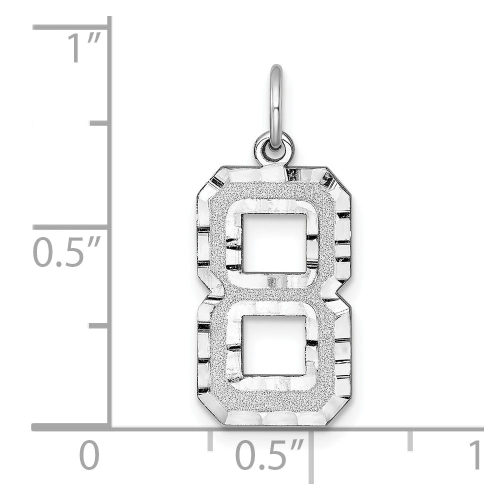 14kw Large Brushed Diamond-cut Number 8 Charm