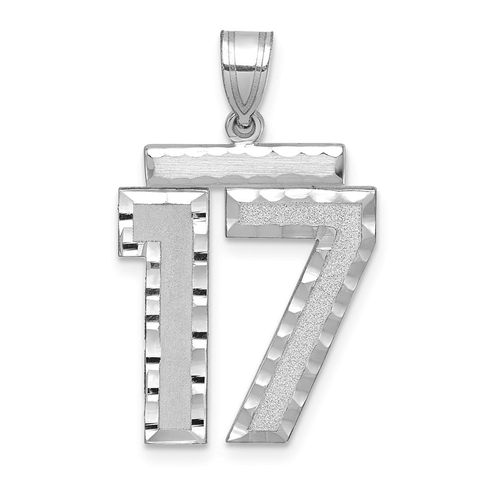 14kw Large Brushed Diamond-cut Number 17 Charm