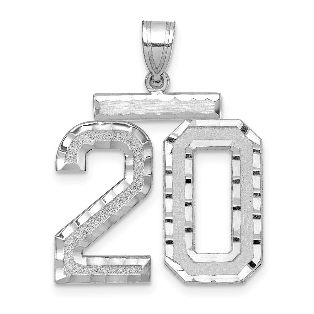 14kw Large Brushed Diamond-cut Number 20 Charm