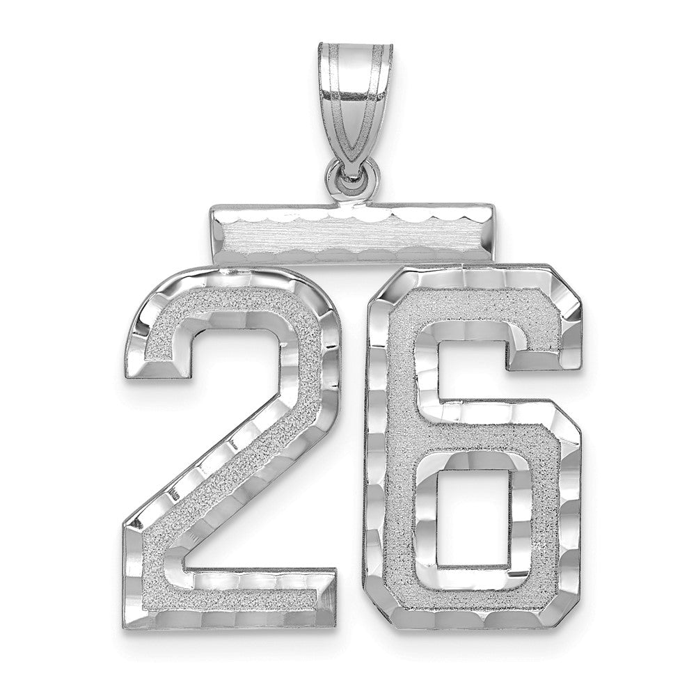 14kw Large Brushed Diamond-cut Number 26 Charm
