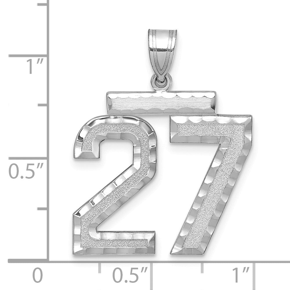 14kw Large Brushed Diamond-cut Number 27 Charm