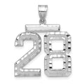 14kw Large Brushed Diamond-cut Number 28 Charm