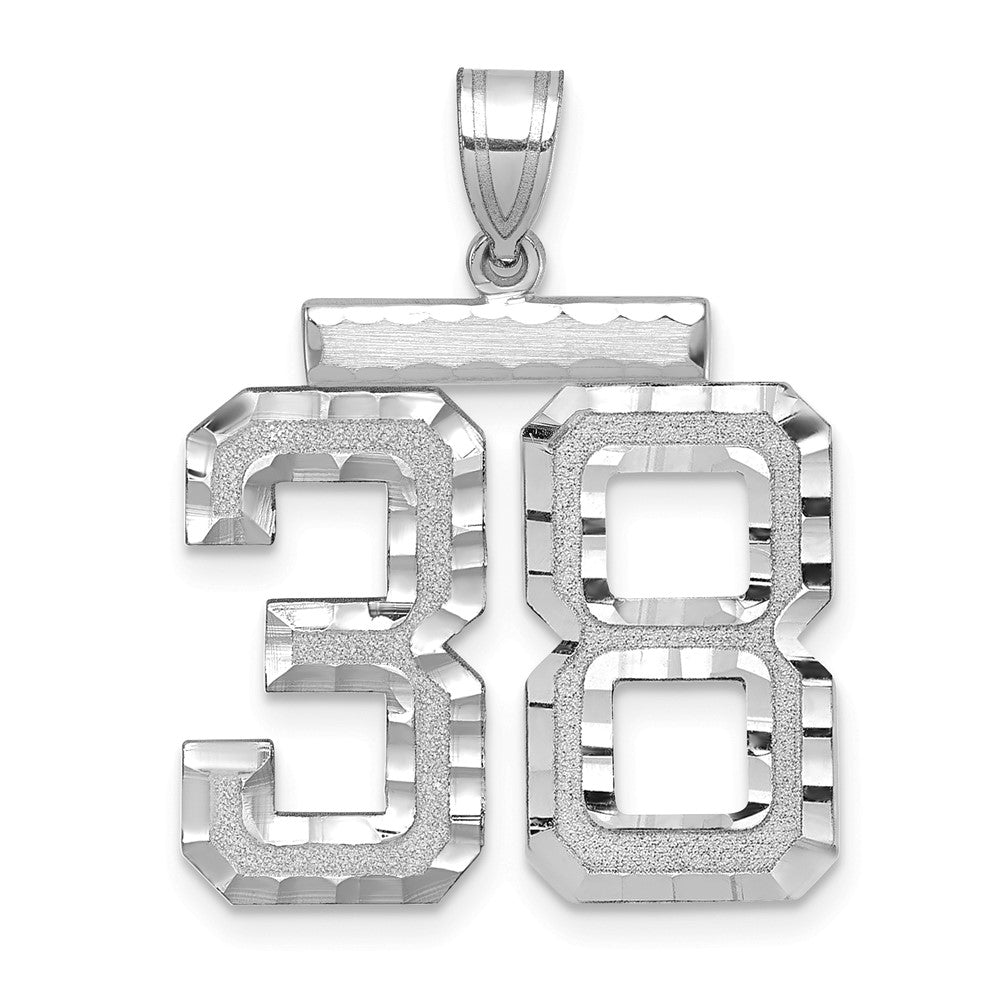 14kw Large Brushed Diamond-cut Number 38 Charm