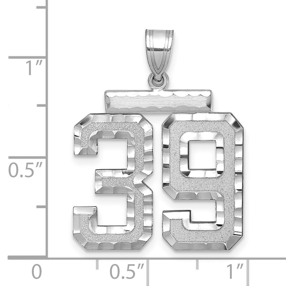 14kw Large Brushed Diamond-cut Number 39 Charm