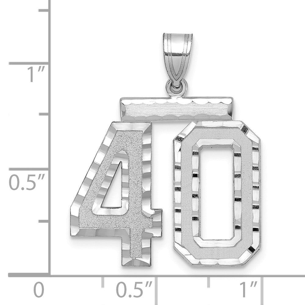 14kw Large Brushed Diamond-cut Number 40 Charm