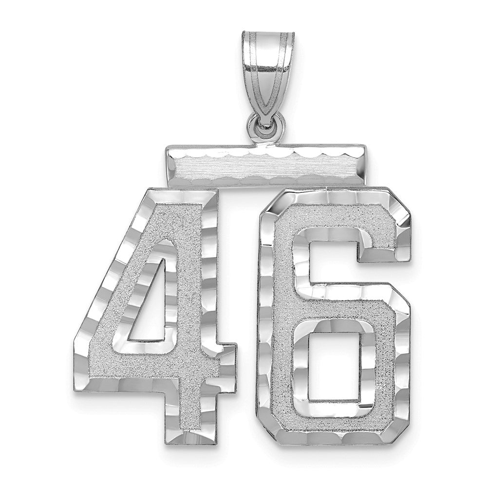 14kw Large Brushed Diamond-cut Number 46 Charm