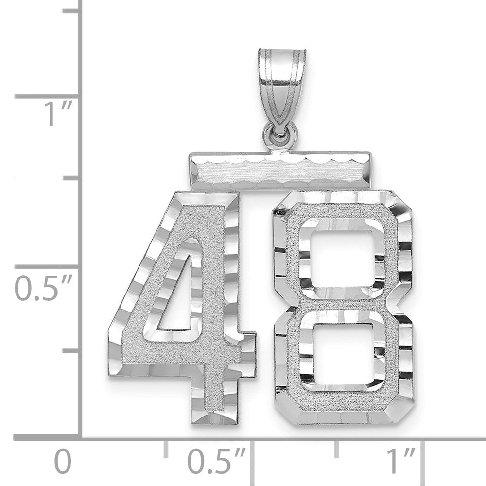14kw Large Brushed Diamond-cut Number 48 Charm