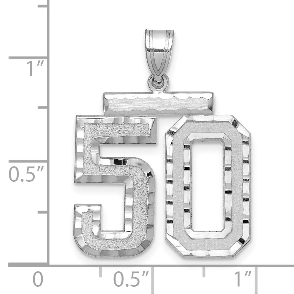 14kw Large Brushed Diamond-cut Number 50 Charm