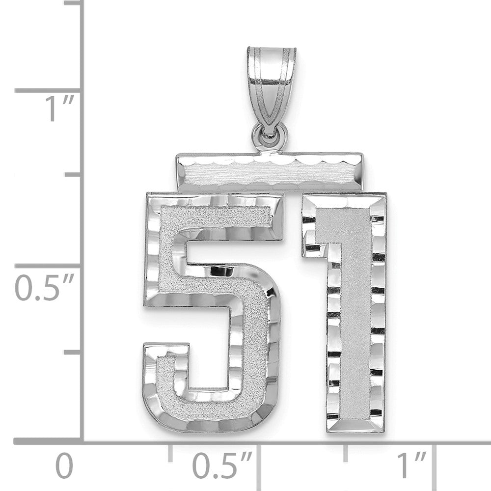 14kw Large Brushed Diamond-cut Number 51 Charm