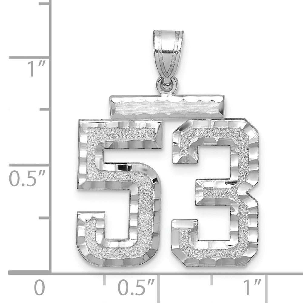 14kw Large Brushed Diamond-cut Number 53 Charm