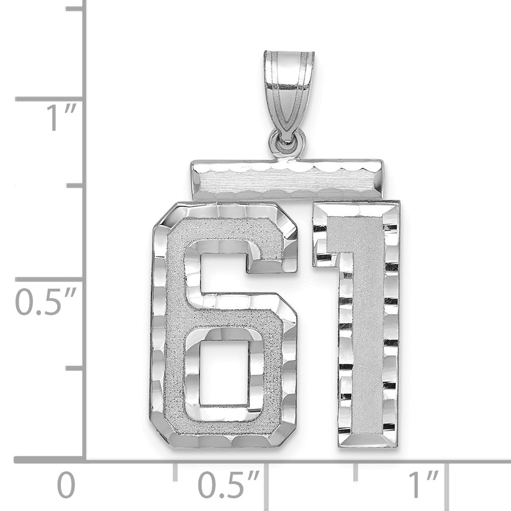 14kw Large Brushed Diamond-cut Number 61 Charm