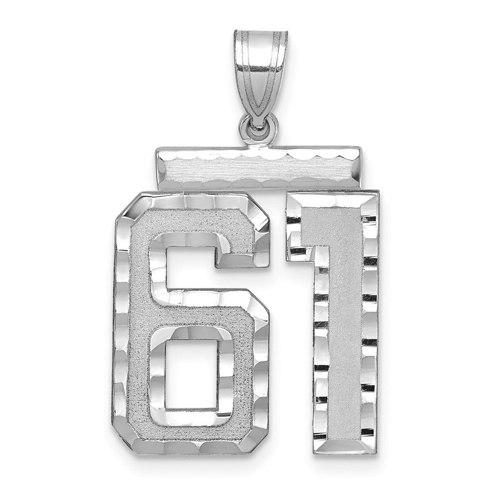 14kw Large Brushed Diamond-cut Number 61 Charm