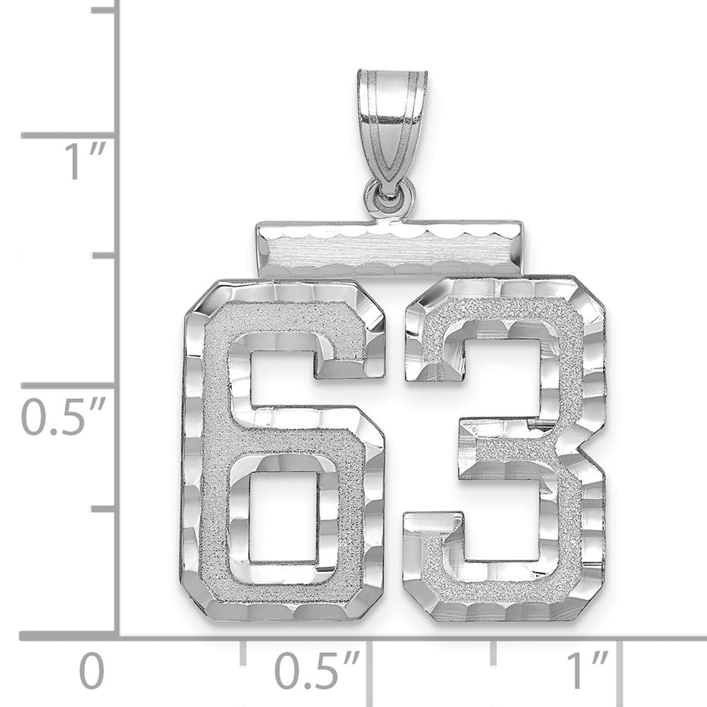 14kw Large Brushed Diamond-cut Number 63 Charm