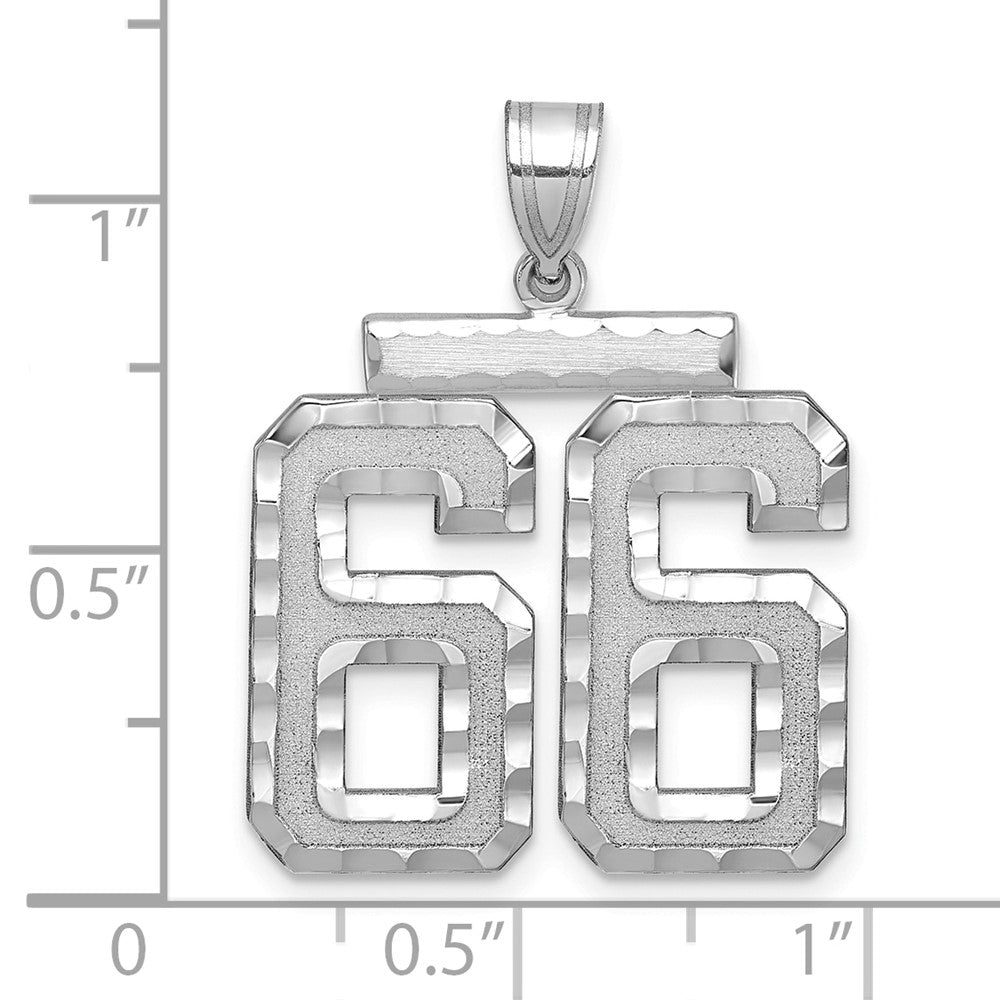 14kw Large Brushed Diamond-cut Number 66 Charm