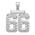 14kw Large Brushed Diamond-cut Number 66 Charm