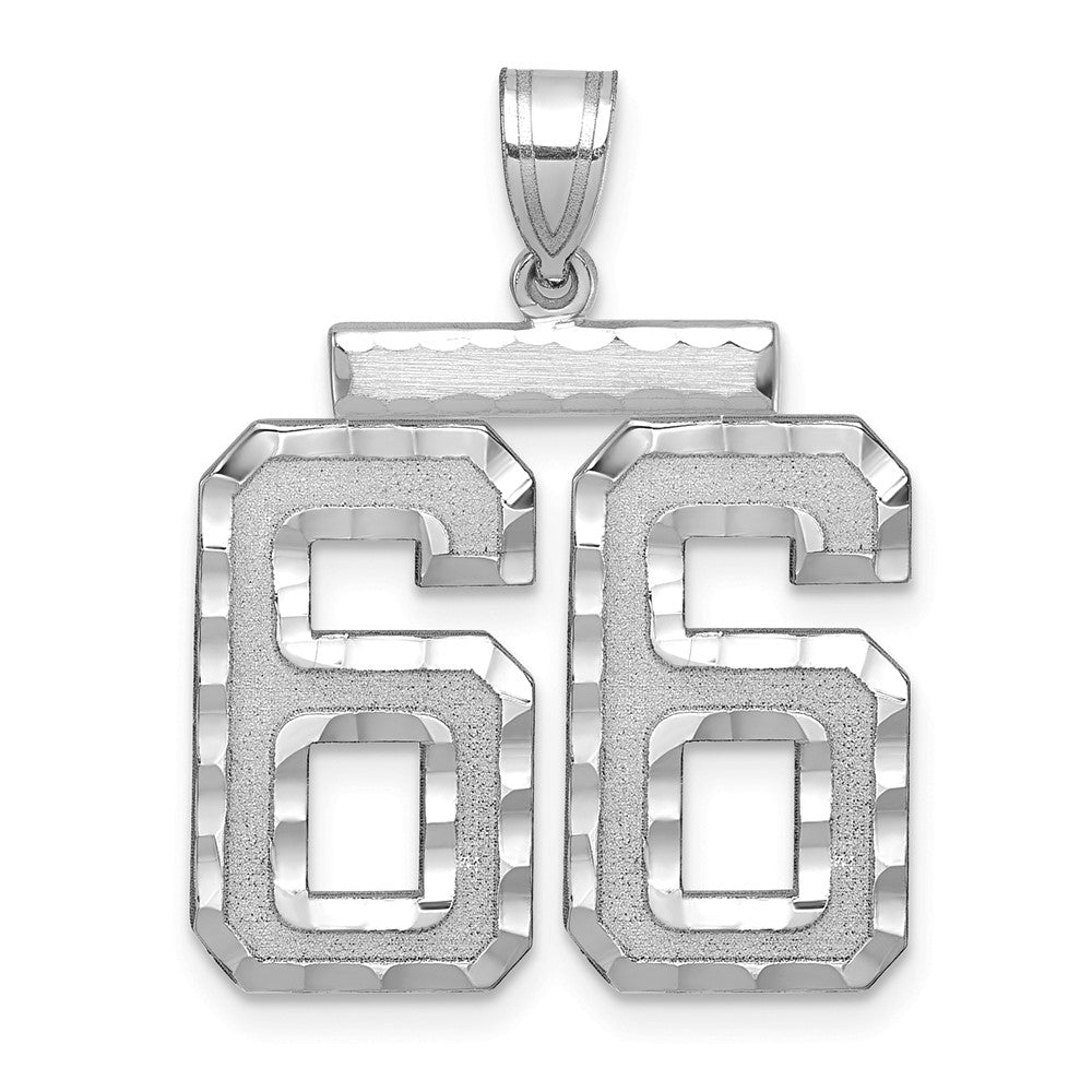 14kw Large Brushed Diamond-cut Number 66 Charm
