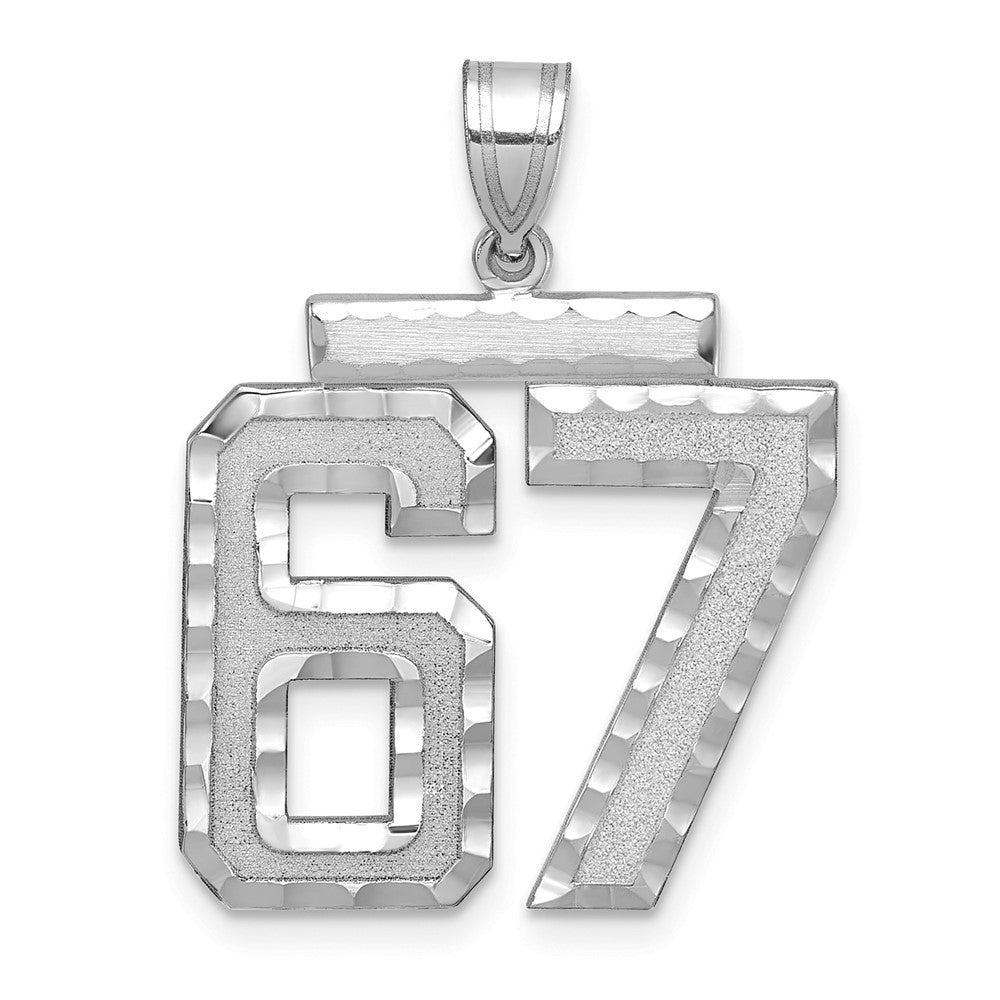 14kw Large Brushed Diamond-cut Number 67 Charm