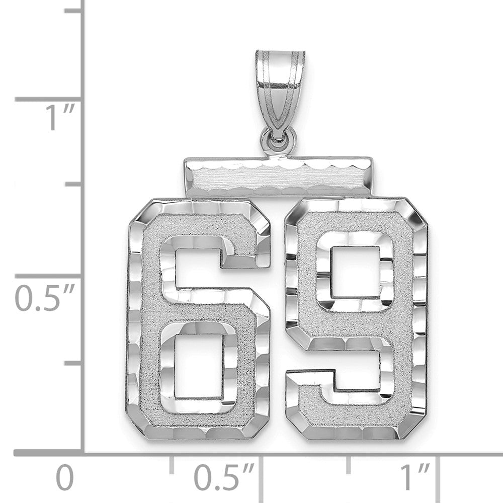 14kw Large Brushed Diamond-cut Number 69 Charm