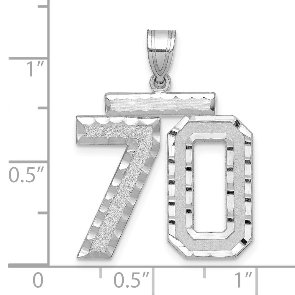 14kw Large Brushed Diamond-cut Number 70 Charm